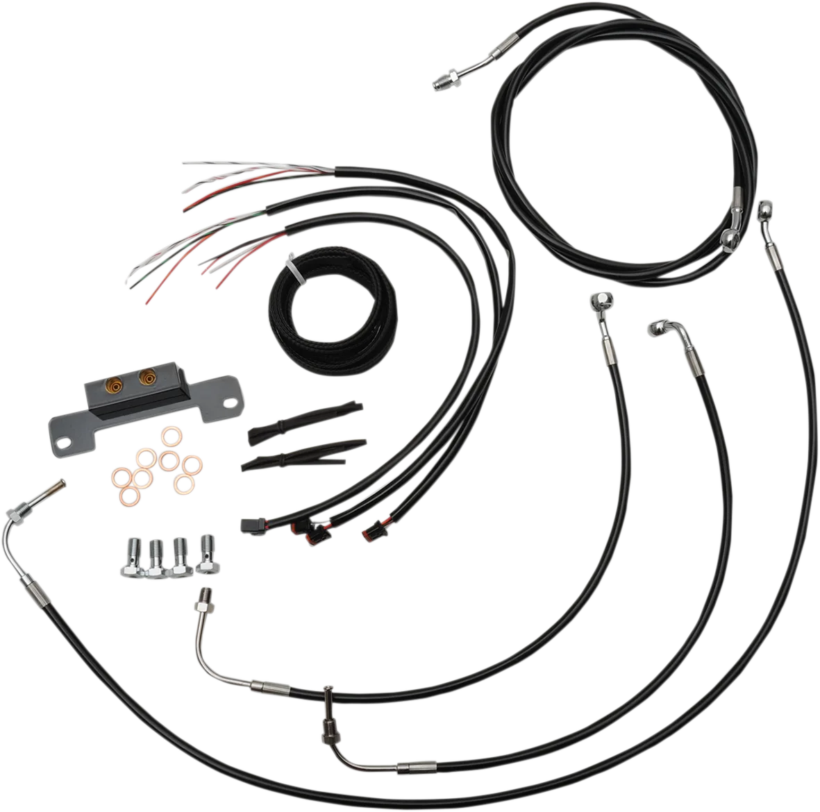 Complete Black Vinyl Braided Handlebar Cable/Brake Line Kit