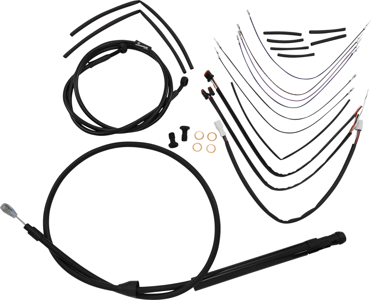 Complete Black Vinyl Handlebar Cable/Line Kit for Ape Hangers