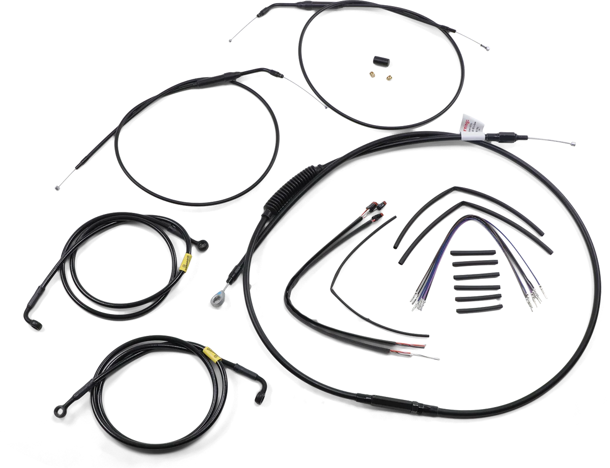 Complete Black Vinyl Handlebar Cable/Line Kit for Ape Hangers