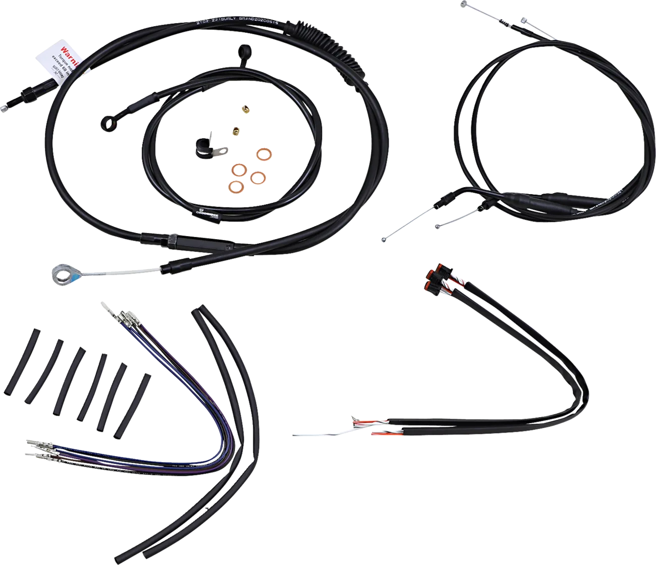 Complete Black Vinyl Handlebar Cable/Line Kit for Ape Hangers