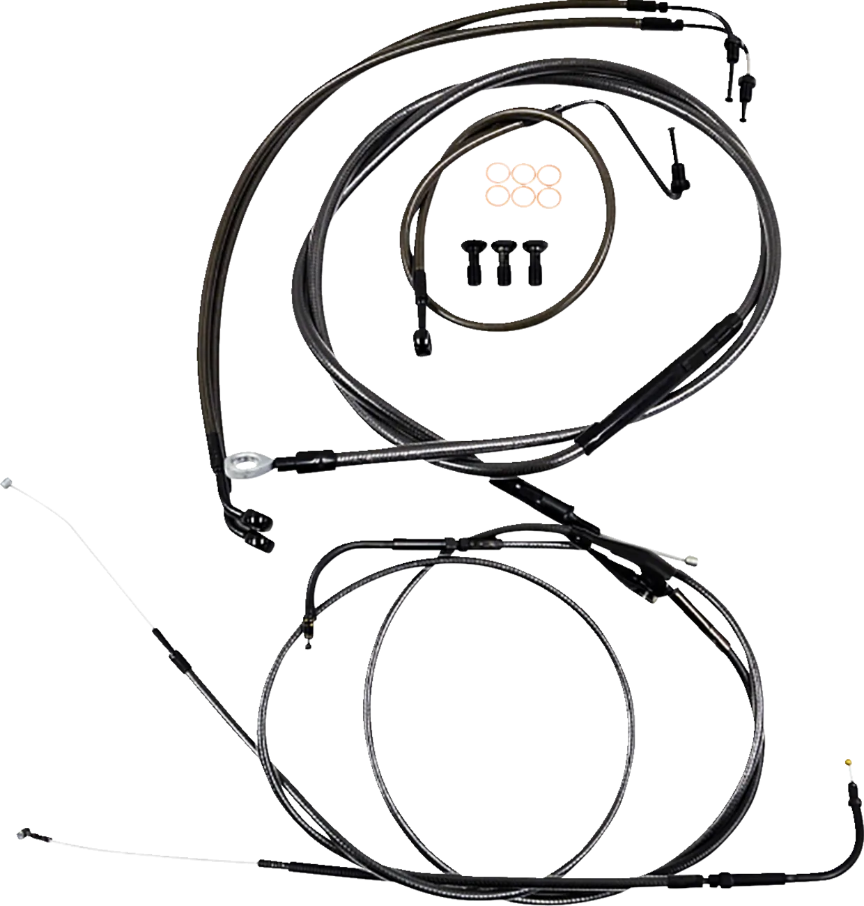 Standard Midnight Braided Handlebar Cable/Brake Line Kit — Mini/Ape Hanger