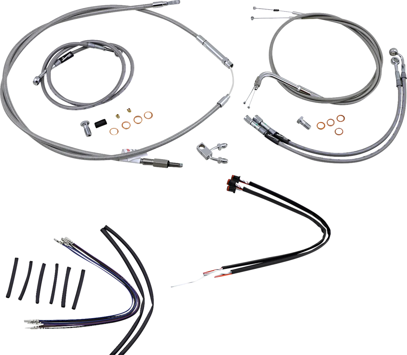 Complete Stainless Braided Handlebar Cable/Brake Line Kit