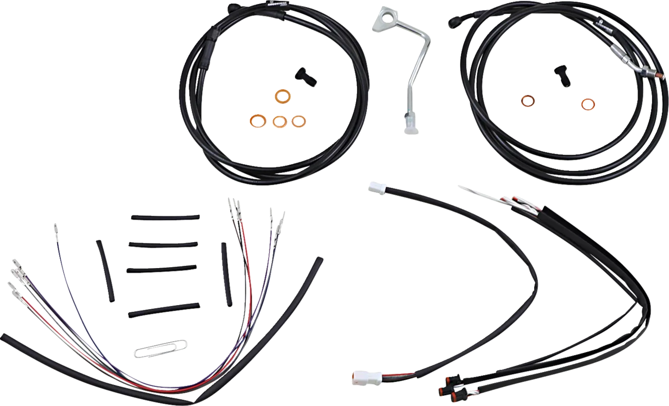 Complete Black Vinyl Handlebar Cable/Line Kit for Ape Hangers