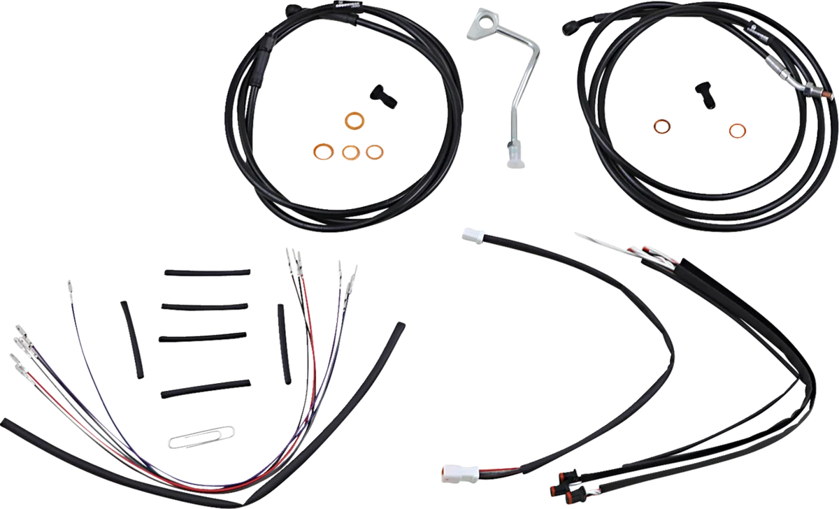Complete Black Vinyl Handlebar Cable/Line Kit for Ape Hangers
