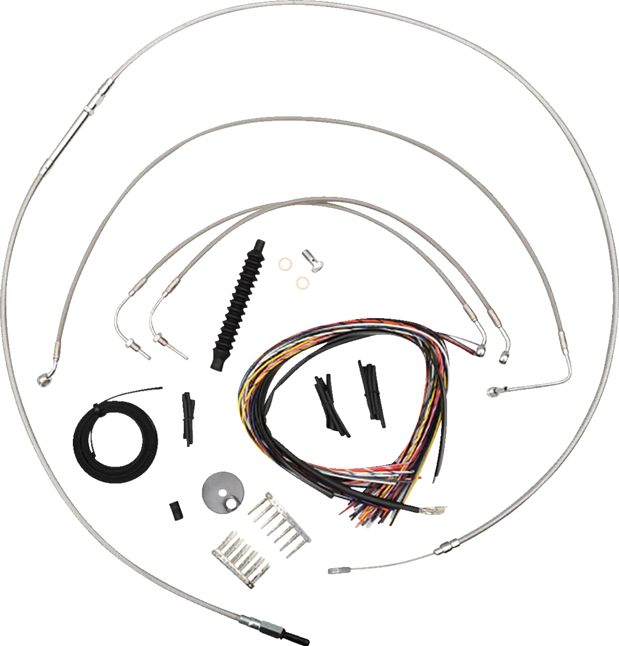 Complete Stainless Braided Handlebar Cable/Brake Line Kit — Cable Kit