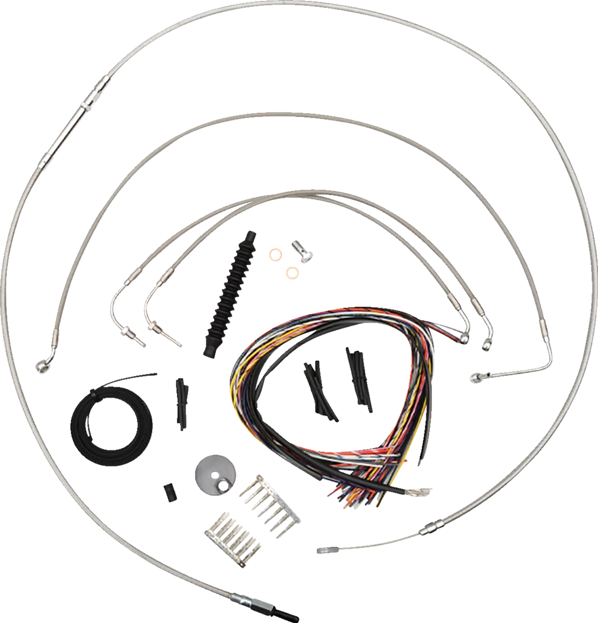 Complete Stainless Braided Handlebar Cable/Brake Line Kit — Cable Kit