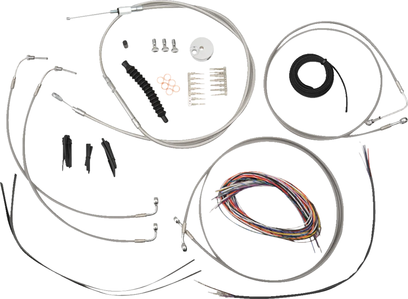 Complete Stainless Braided Handlebar Cable/Brake Line Kit — Cable Kit