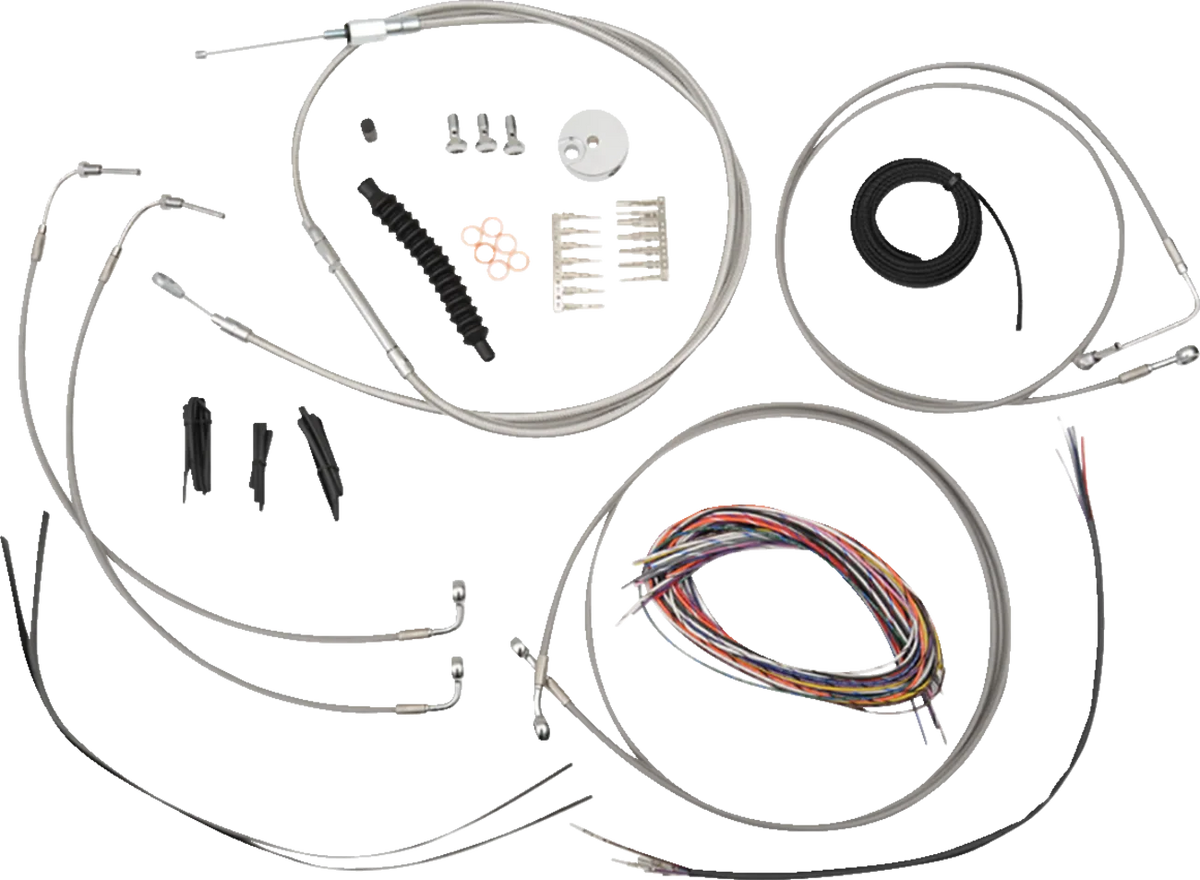 Complete Stainless Braided Handlebar Cable/Brake Line Kit — Cable Kit