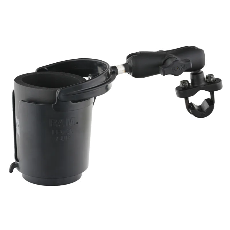 Handlebar Rail Mount with U-Bolt Base, Level Cup™ Drink Holder and Koozie