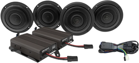 Front & Rear Speaker Kit with 600 W Amp — Complete Kit