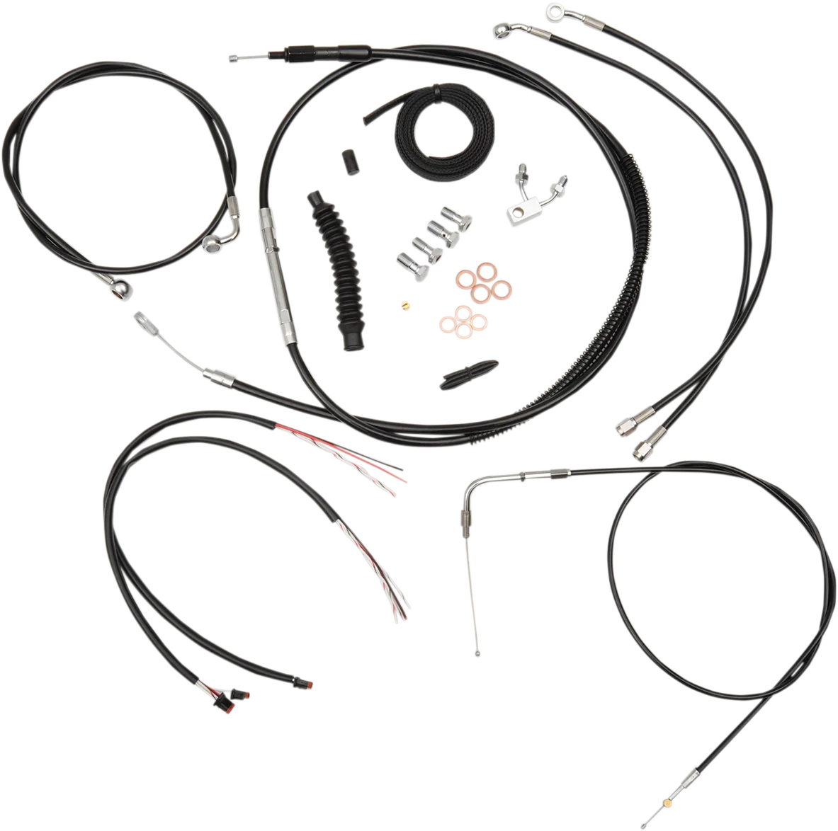 Complete Black Vinyl Braided Handlebar Cable/Brake Line Kit
