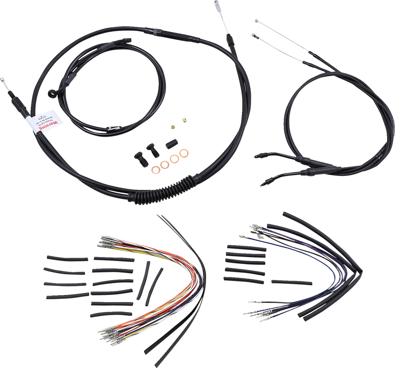 Complete Black Vinyl Handlebar Cable/Line Kit for Ape Hangers