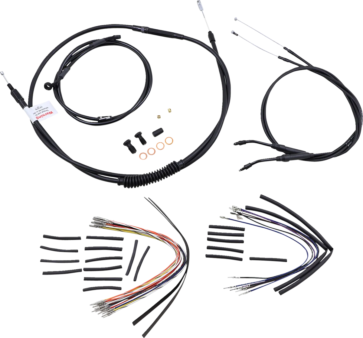 Complete Black Vinyl Handlebar Cable/Line Kit for Ape Hangers