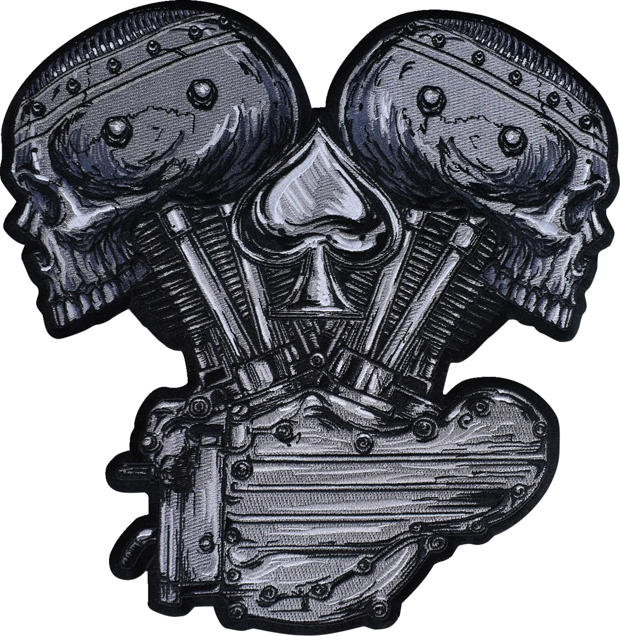 Metal and Mayhem V-Twin Skull Embroidered Patch