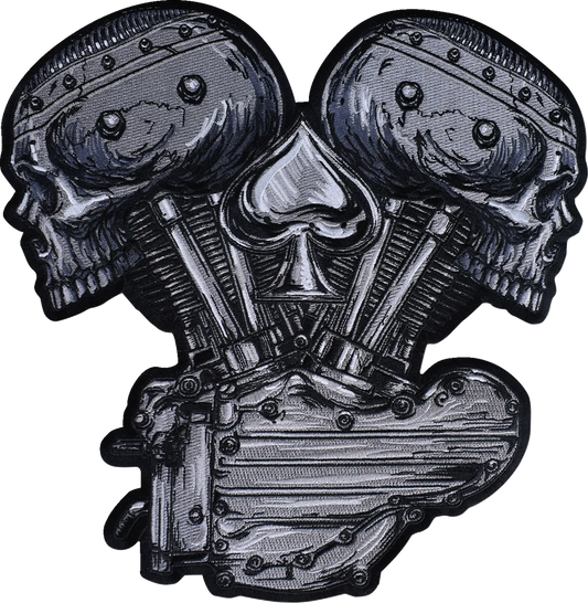 Metal and Mayhem V-Twin Skull Embroidered Patch