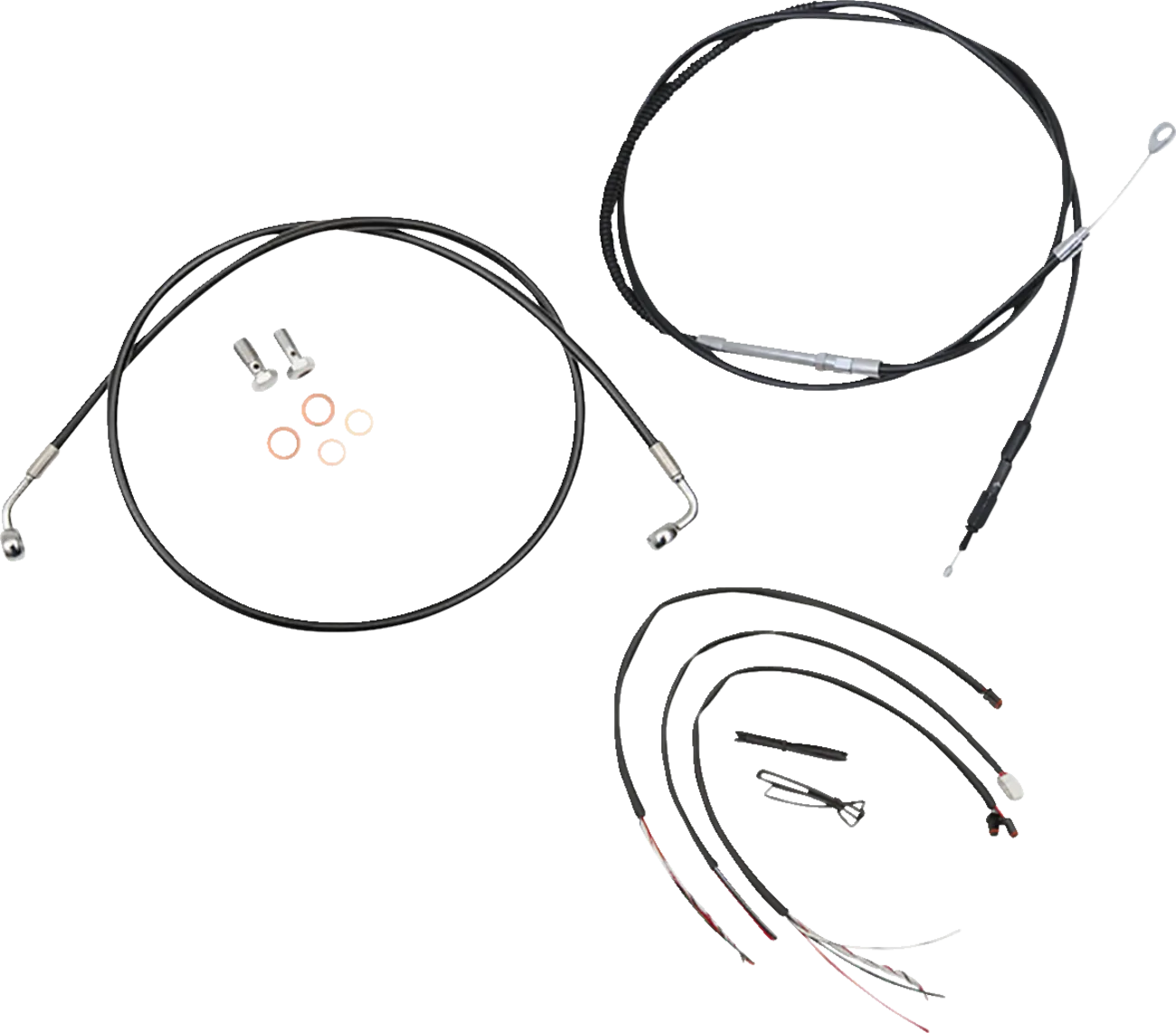 Complete Black Vinyl Braided Handlebar Cable/Brake Line Kit