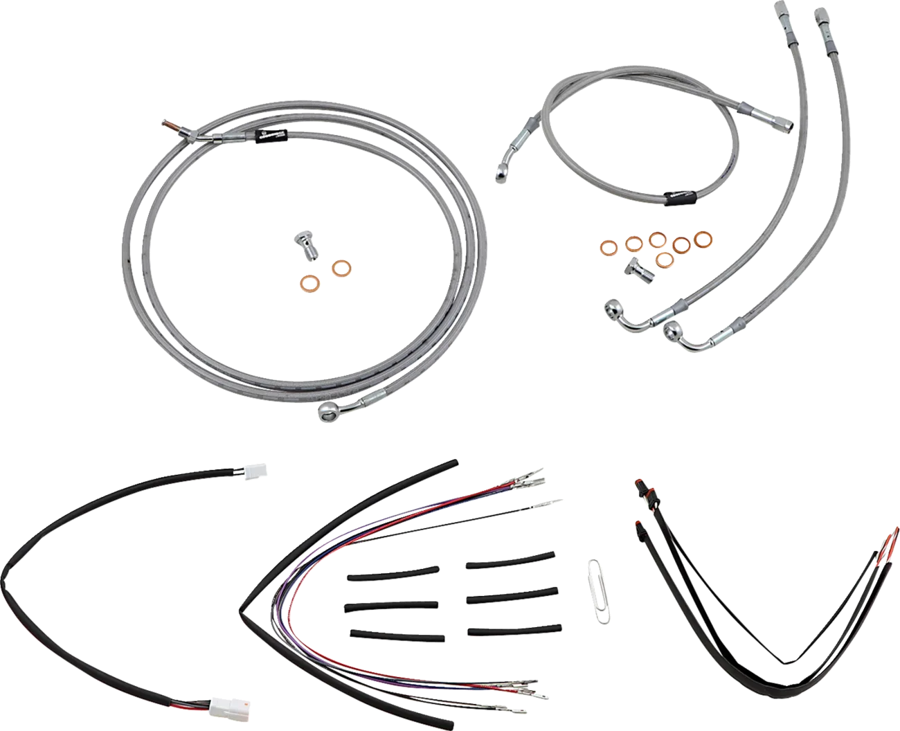 Complete Stainless Braided Handlebar Cable/Brake Line Kit