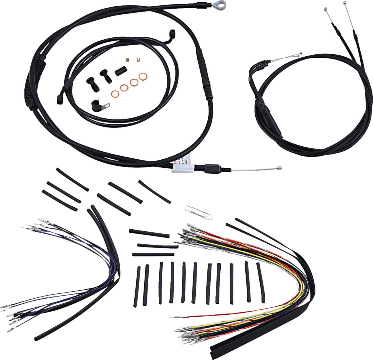 Complete Black Vinyl Handlebar Cable/Line Kit for Ape Hangers