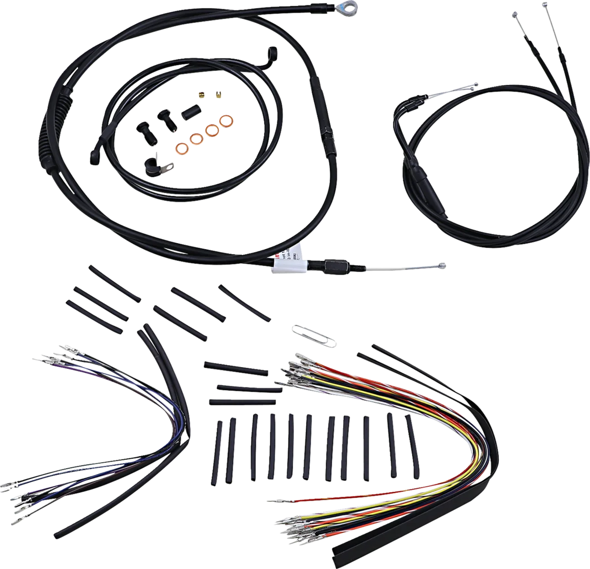 Complete Black Vinyl Handlebar Cable/Line Kit for Ape Hangers