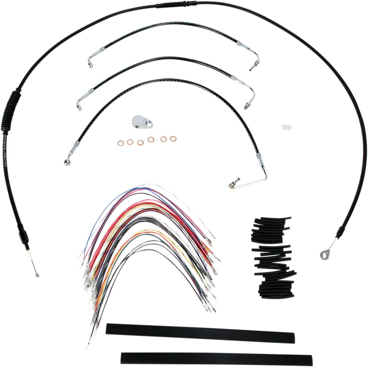 Complete Black Vinyl Handlebar Cable/Line Kit for Ape Hangers