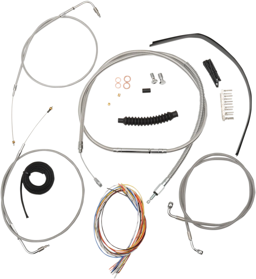 Complete Stainless Braided Handlebar Cable/Brake Line Kit — Cable Kit