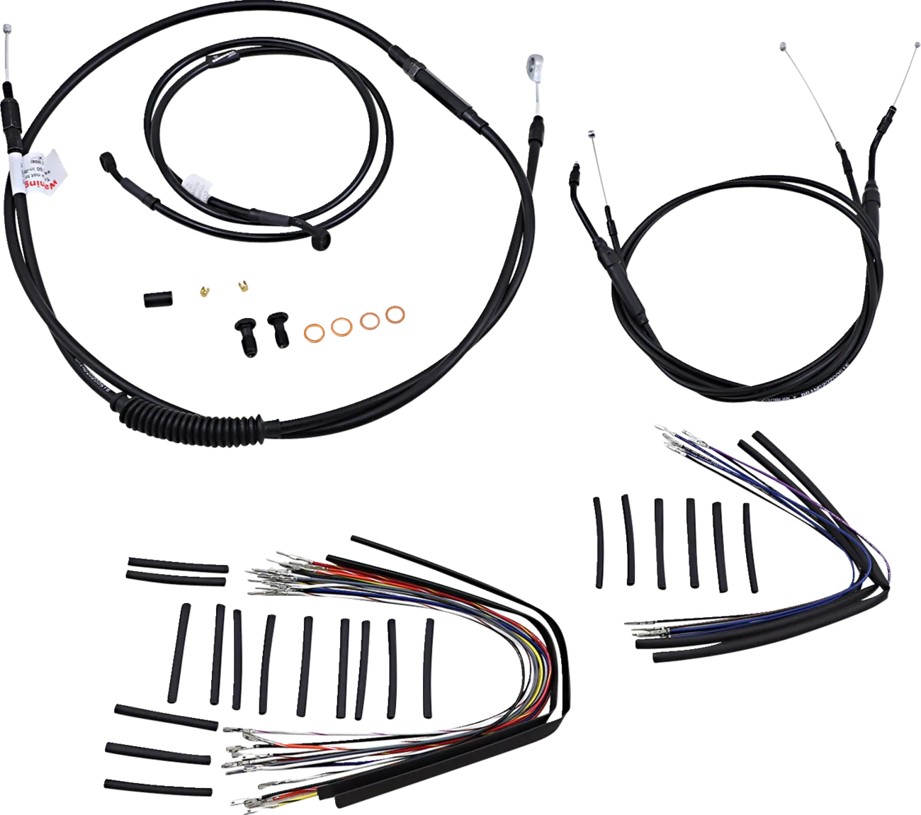 Complete Black Vinyl Handlebar Cable/Line Kit for Ape Hangers