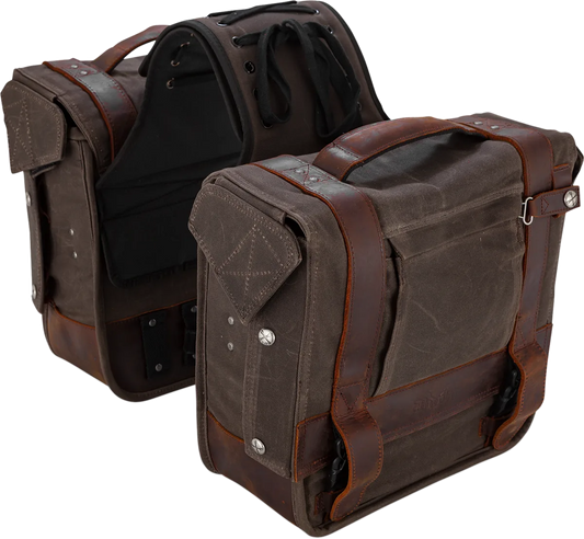 Throw-over Saddlebag — Leather/Wet-Waxed Cotton