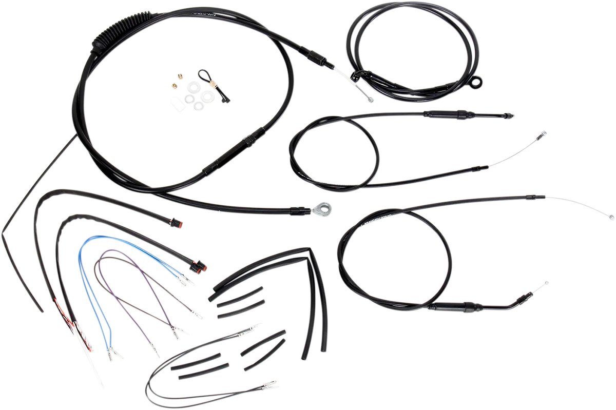 Complete Black Vinyl Handlebar Cable/Line Kit for Ape Hangers