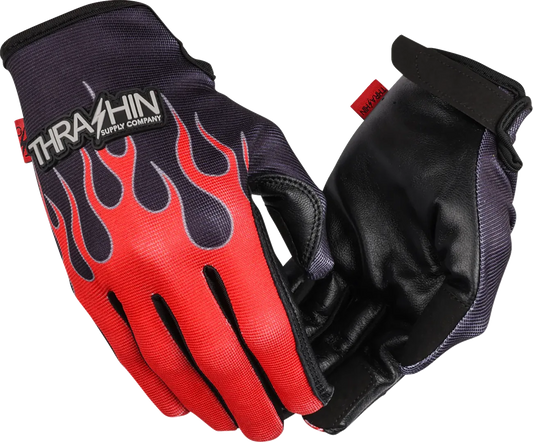 Stealth Leather Palm Flame Gloves