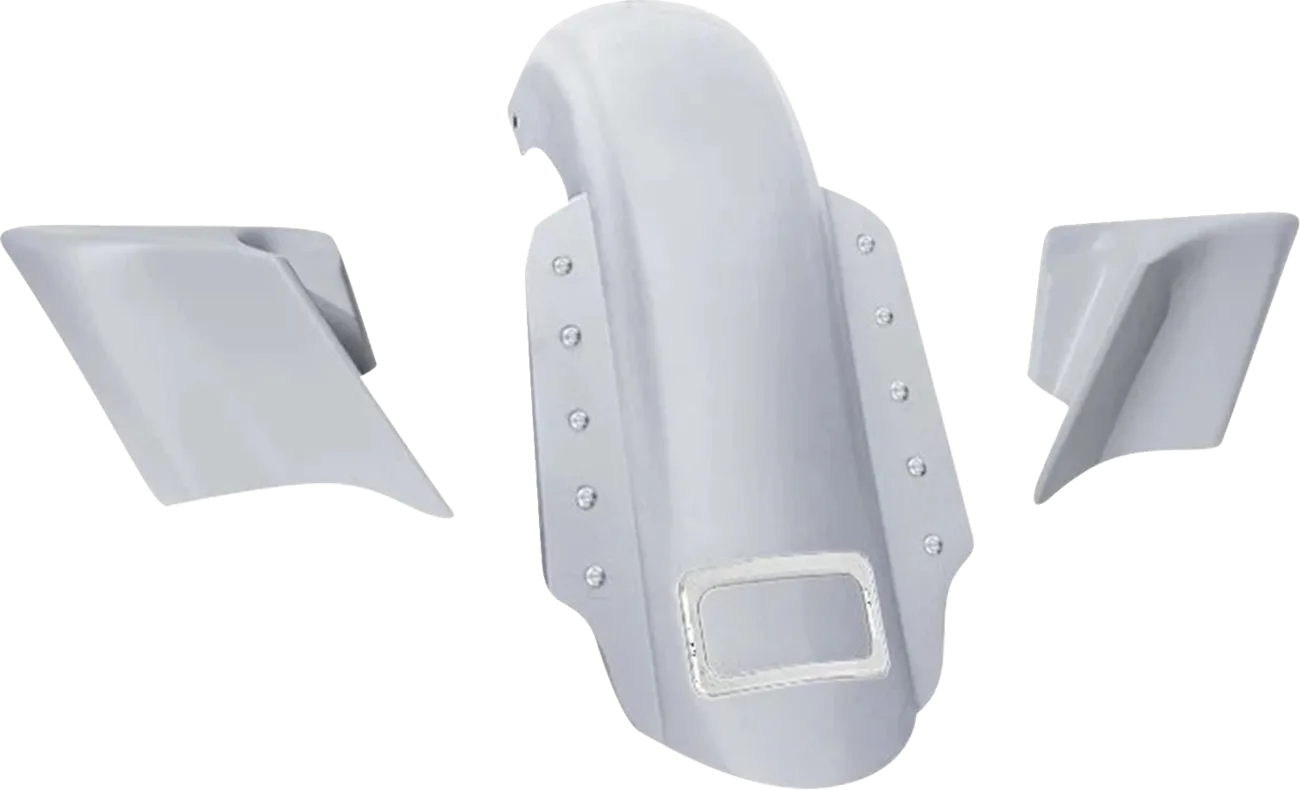 Swoop Three Piece Stretched Rear Fender Kit With Side Panels and Lightening Bolts