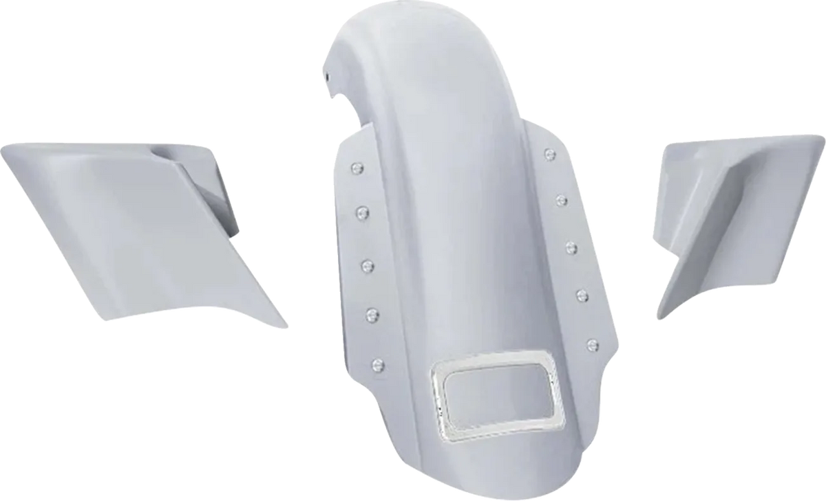 Swoop Three Piece Stretched Rear Fender Kit With Side Panels and Lightening Bolts