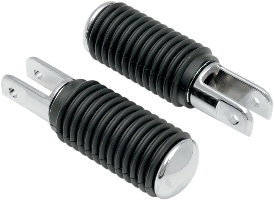 Chrome Foot Pegs with Rubber Sleeves — Pair