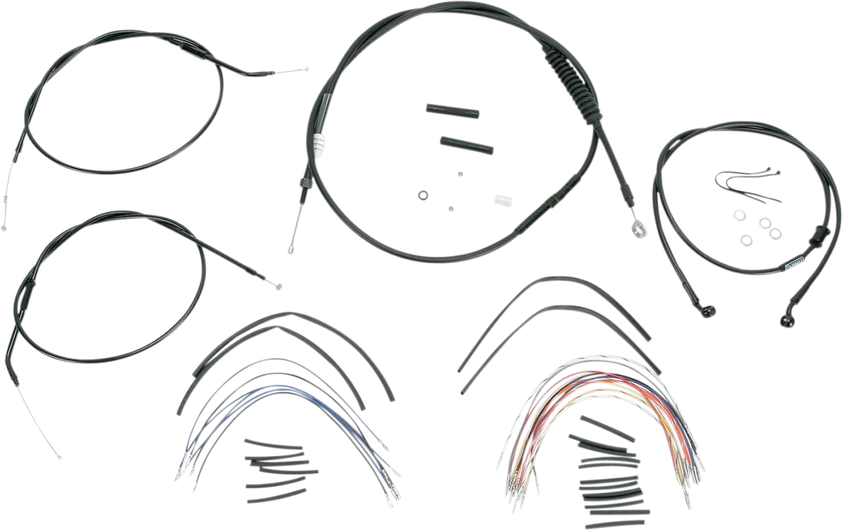 Complete Black Vinyl Handlebar Cable/Line Kit for Ape Hangers