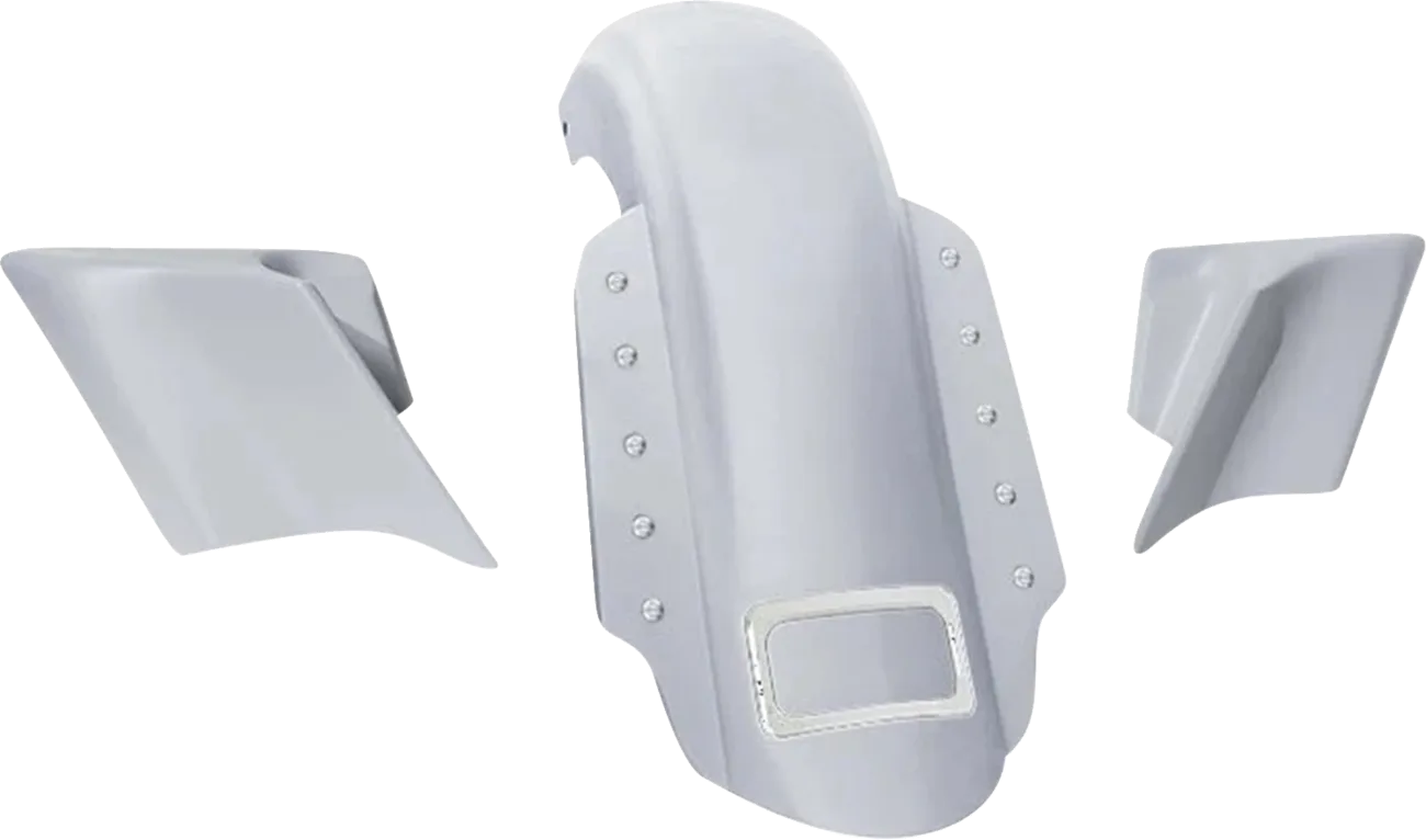 Swoop Three Piece Stretched Rear Fender Kit With Side Panels and Lightening Bolts