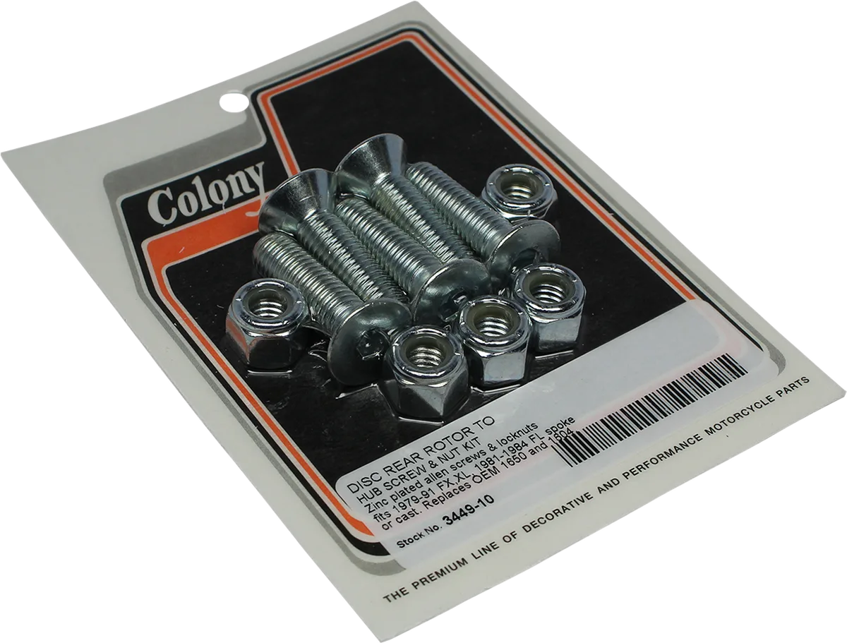 Disc Rear Rotor to Hub Screw and Nut Kit