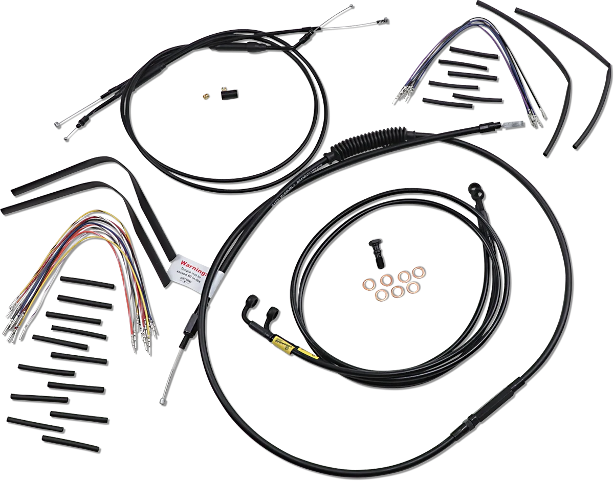 Complete Black Vinyl Handlebar Cable/Line Kit for Ape Hangers