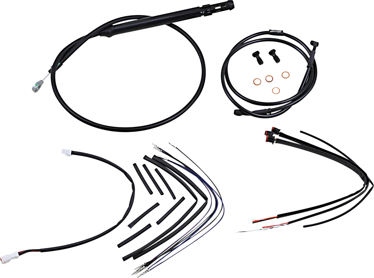 Complete Black Vinyl Handlebar Cable/Line Kit for Ape Hangers