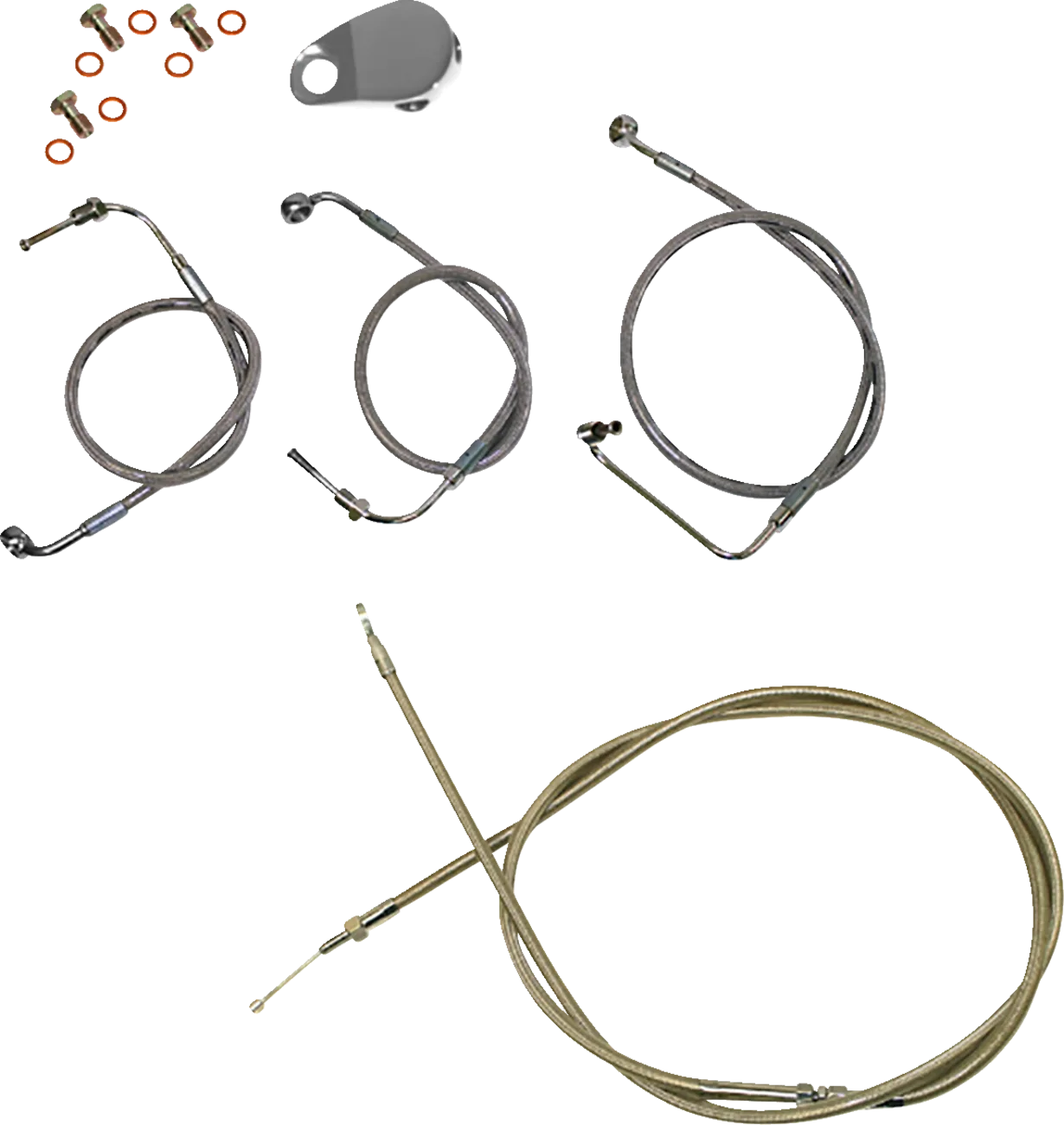 Standard Stainless Braided Handlebar Cable/Brake Line Kit
