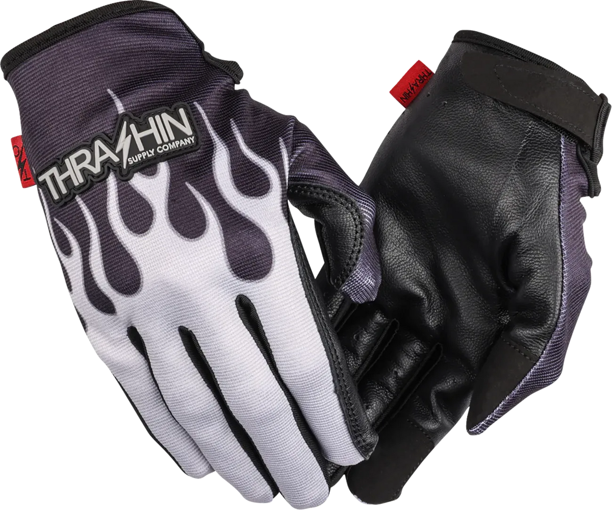 Stealth Leather Palm Flame Gloves