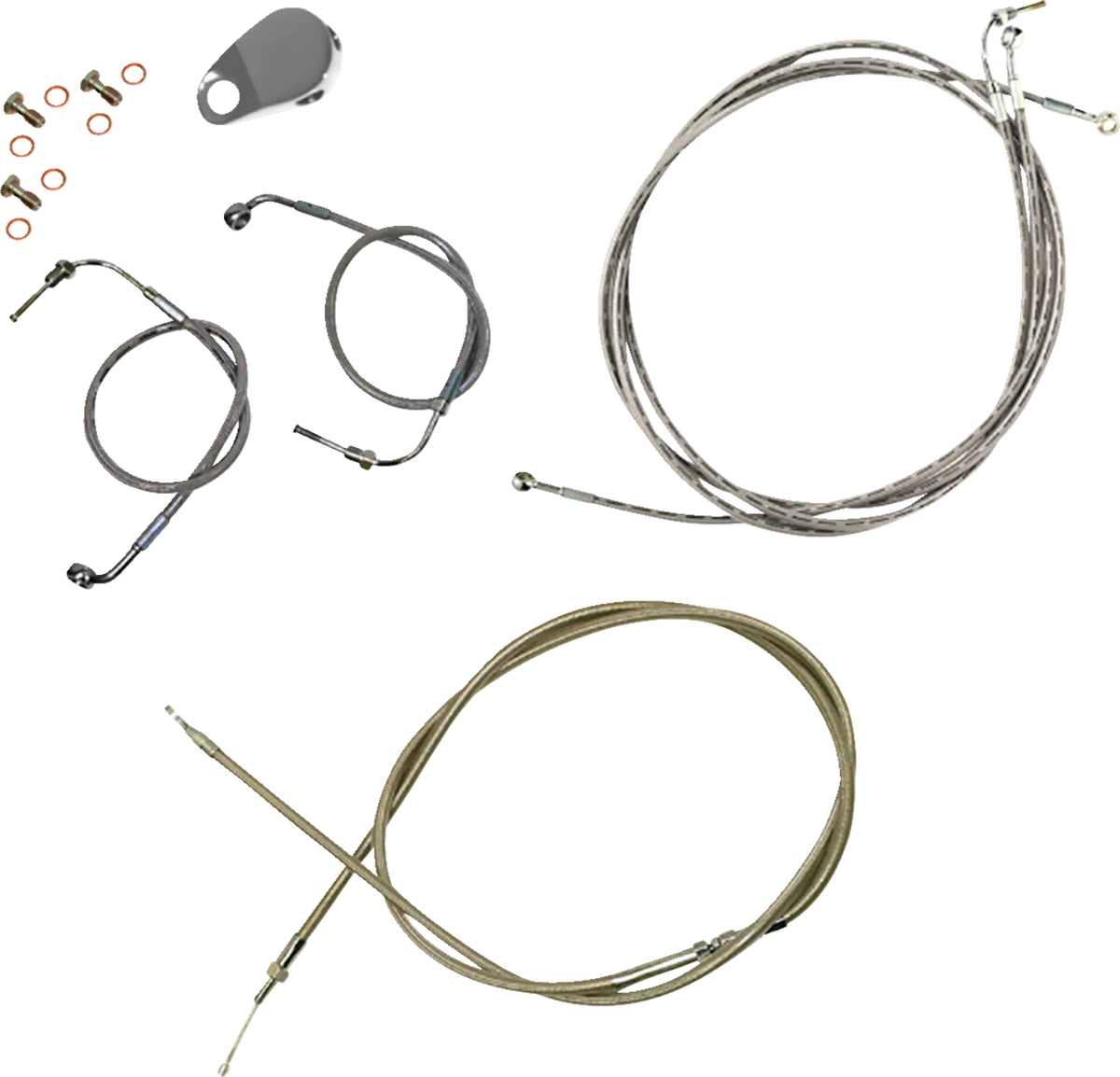 Standard Stainless Braided Handlebar Cable/Brake Line Kit