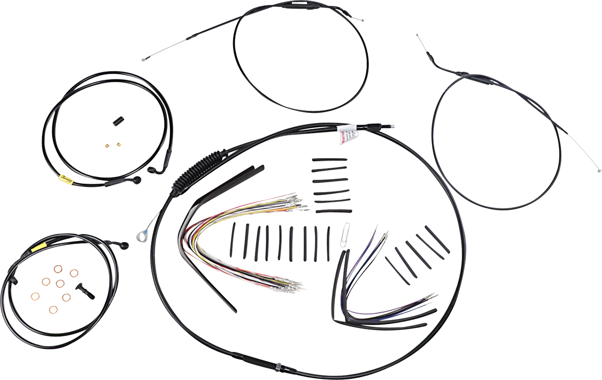 Complete Black Vinyl Handlebar Cable/Line Kit for Ape Hangers