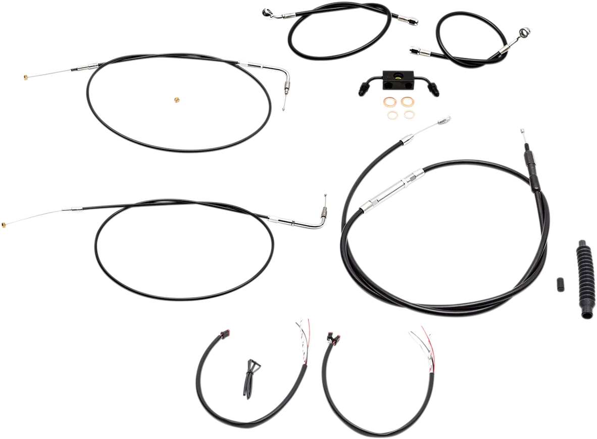Complete Black Vinyl Braided Handlebar Cable/Brake Line Kit