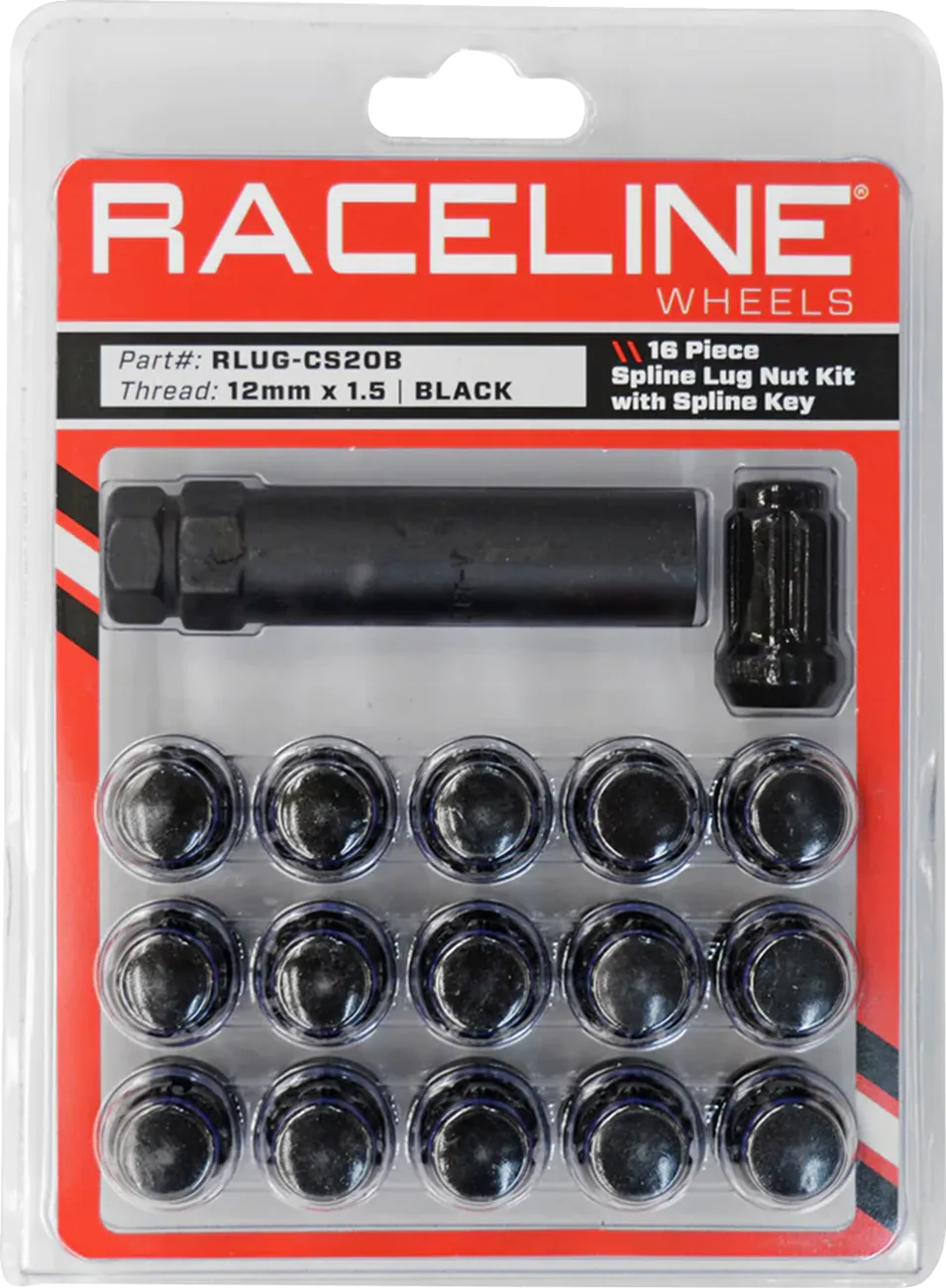 Spline Lug Nut Kit with Spline Key - 16 Pack