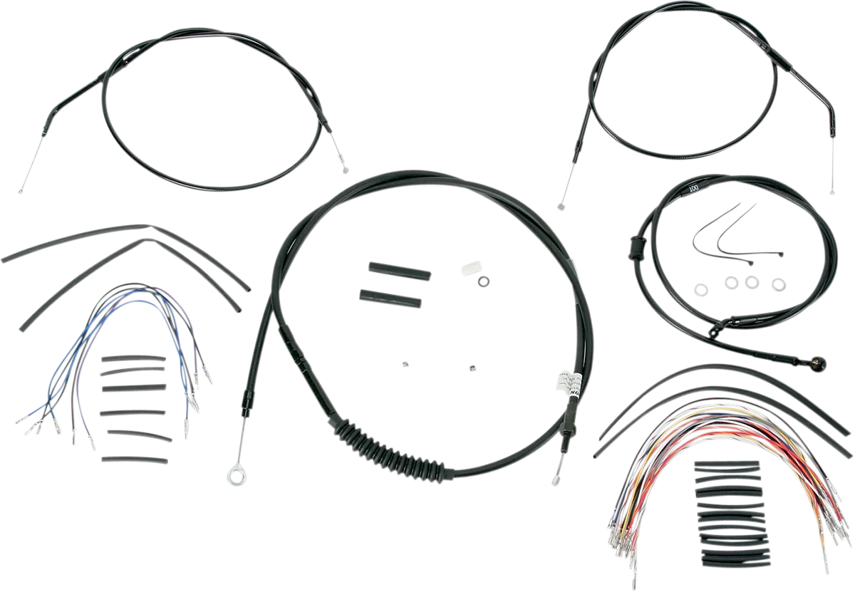 Complete Black Vinyl Handlebar Cable/Line Kit for Ape Hangers