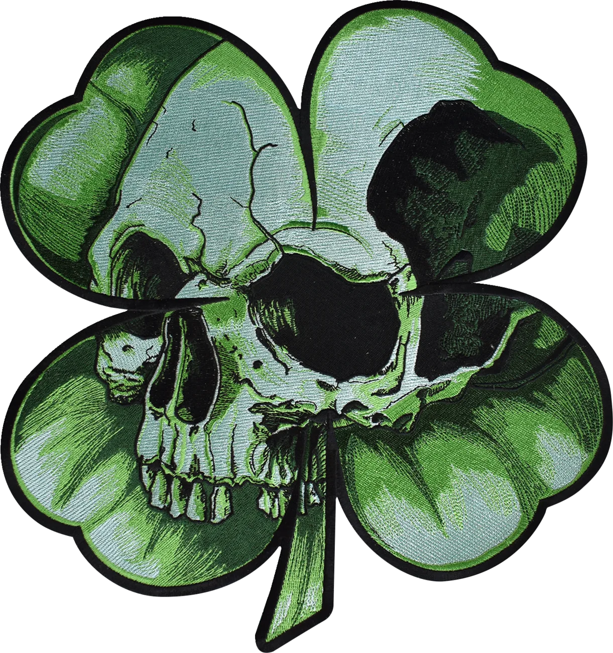 Shamrock Clover Skull Embroidered Patch
