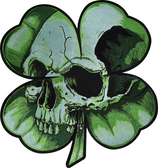 Shamrock Clover Skull Embroidered Patch