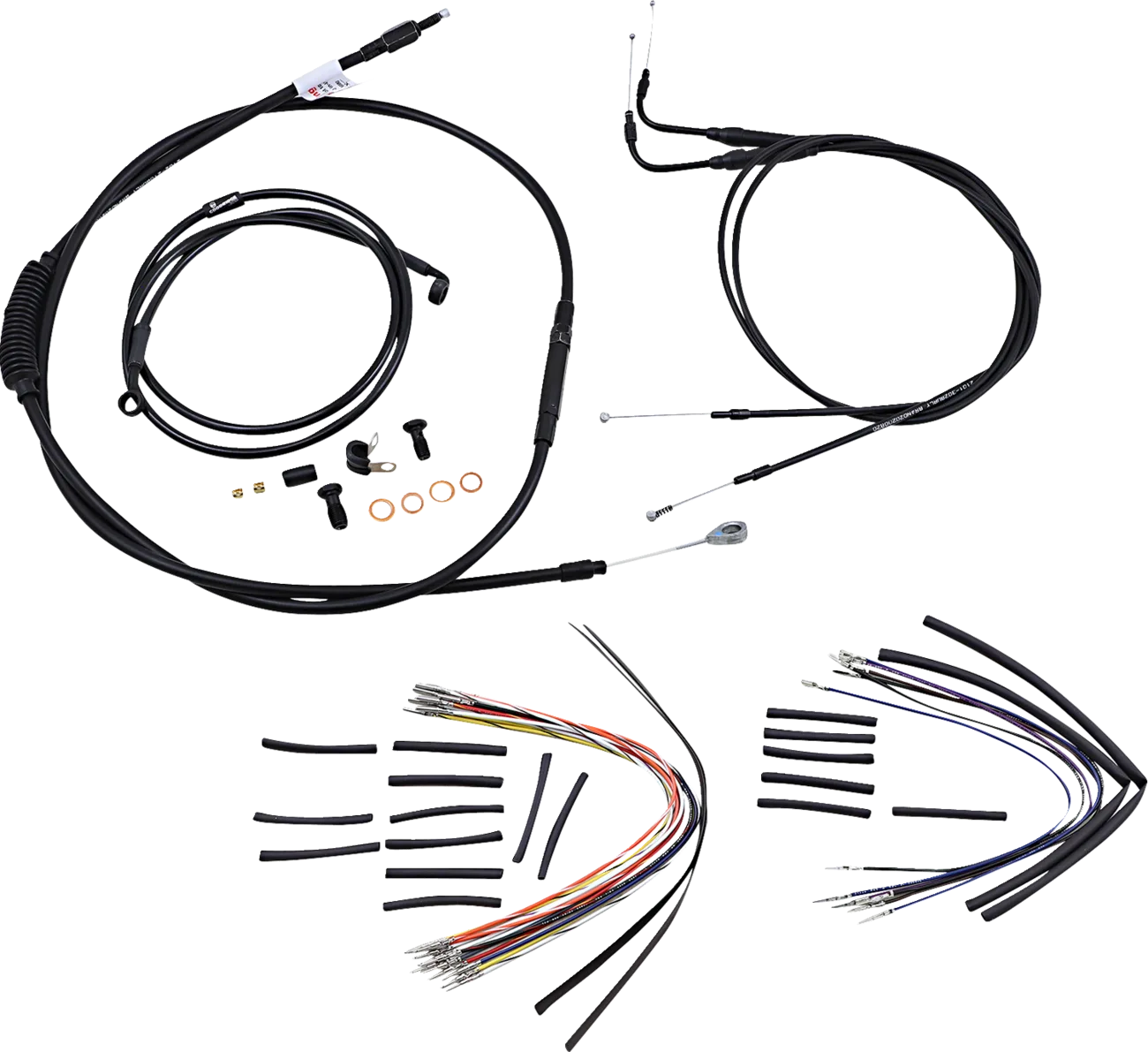 Complete Black Vinyl Handlebar Cable/Line Kit for Ape Hangers