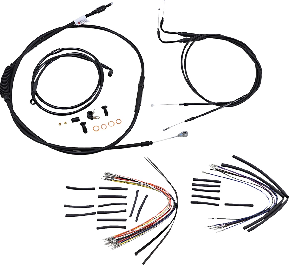Complete Black Vinyl Handlebar Cable/Line Kit for Ape Hangers
