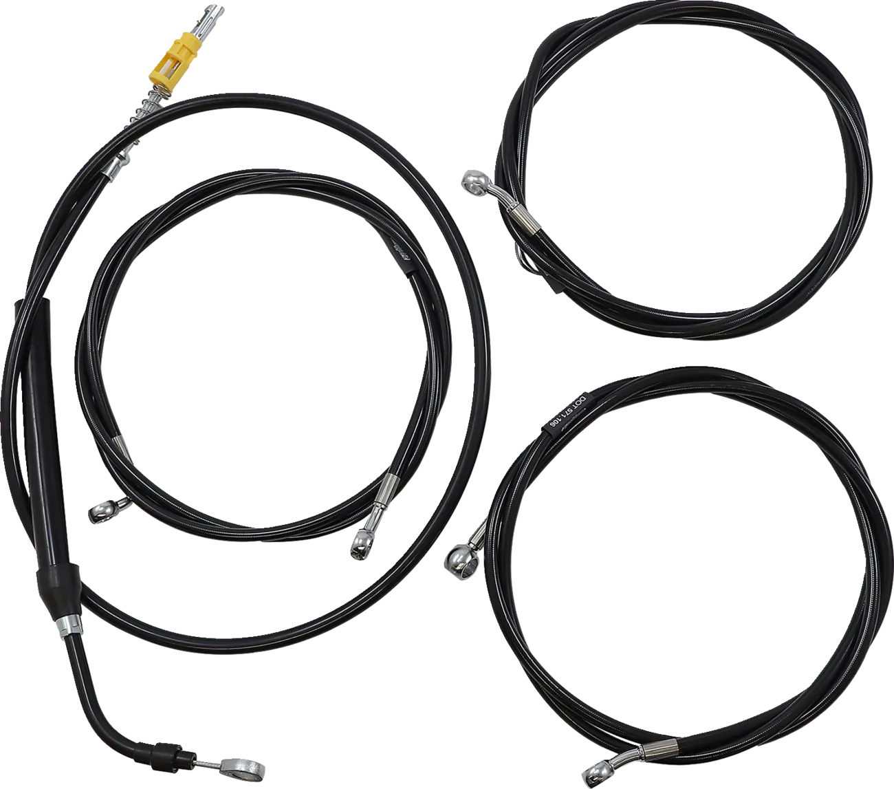 Complete Black Vinyl Braided Handlebar Cable/Brake Line Kit