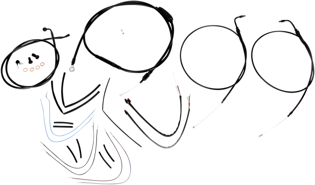 Complete Black Vinyl Handlebar Cable/Line Kit for Ape Hangers